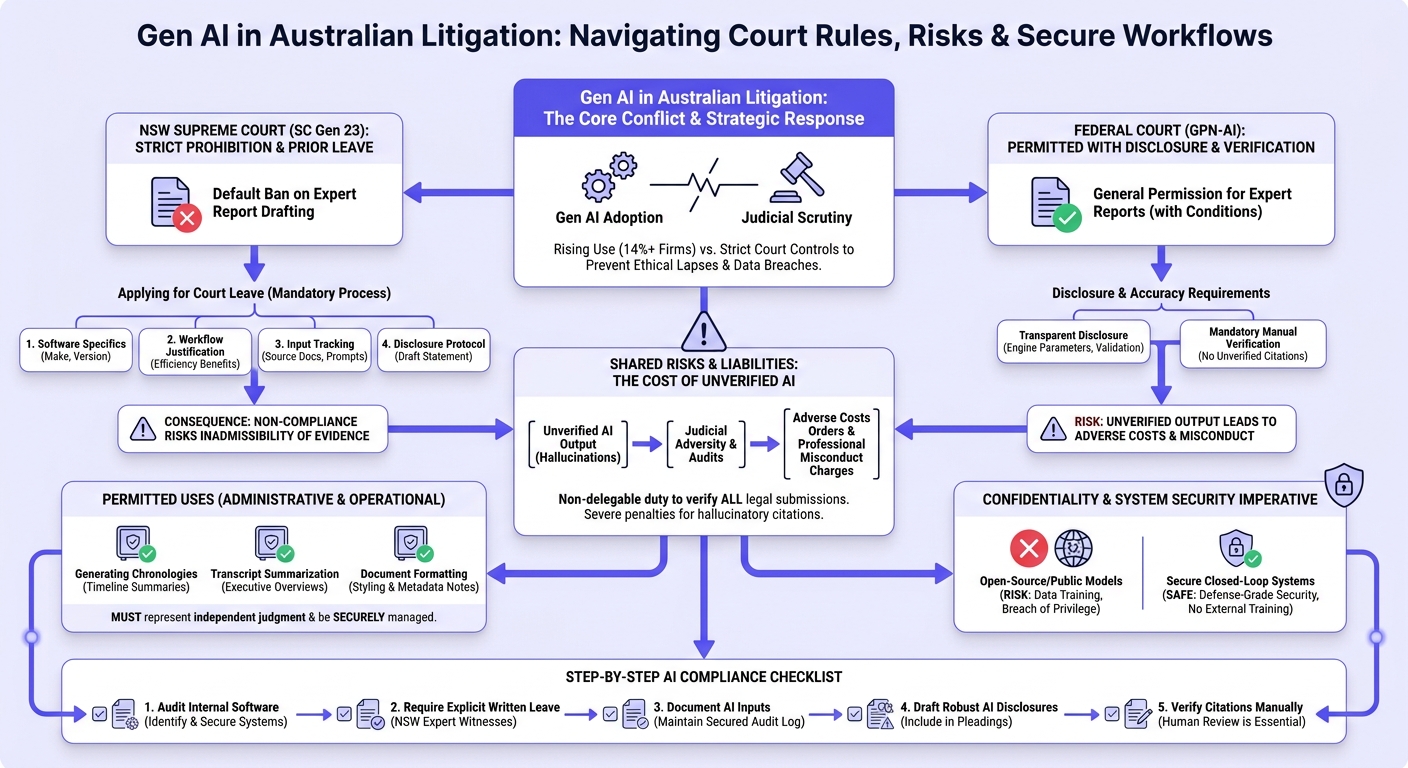 Infographic: NSW Supreme Court Rules vs. Federal Court Approaches to Gen AI in litigation
