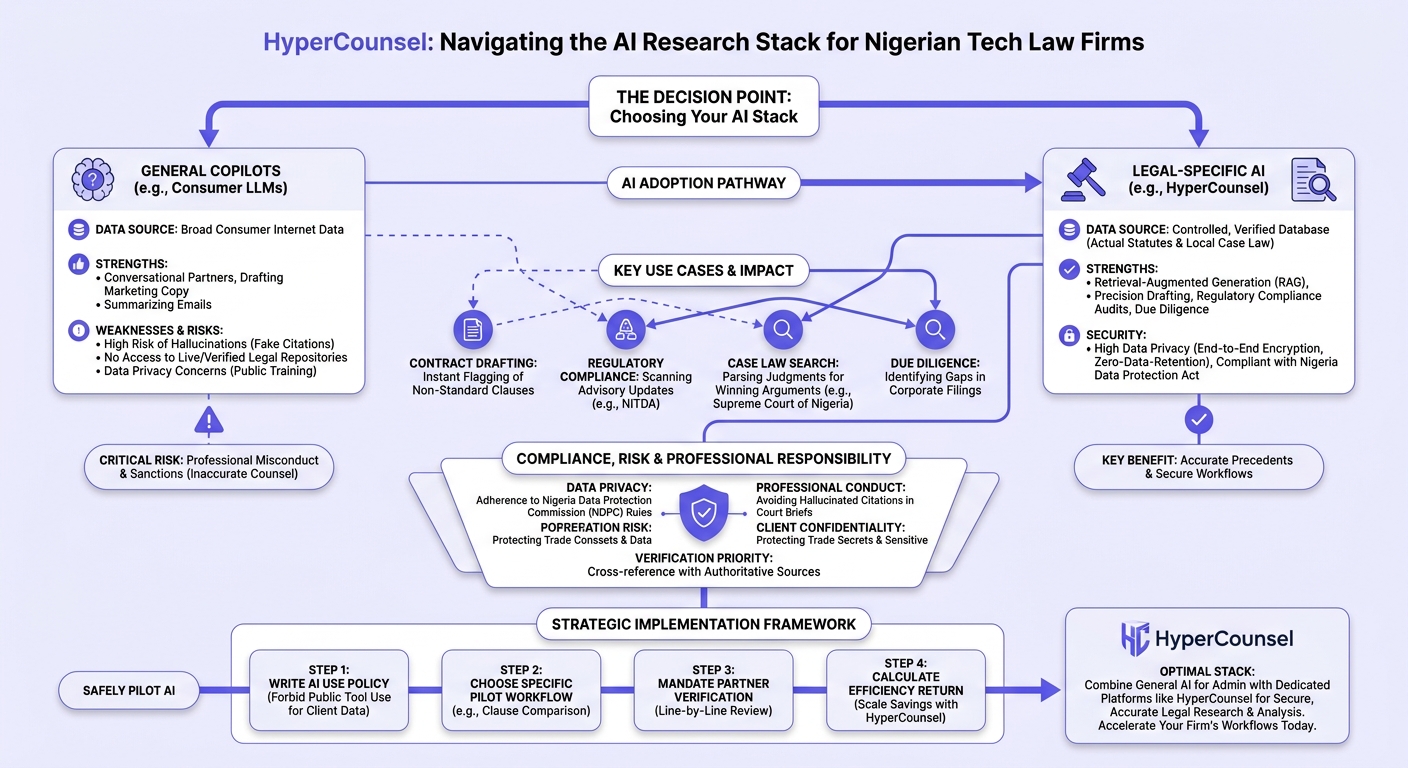 Infographic: Legal-Specific AI vs General Copilots: How Tech Law Firms in Nigeria Choose the Right Research Stack