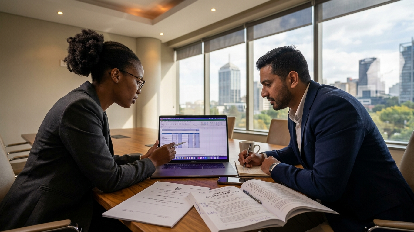 A legal operations workspace showcasing clean digital data integration and automated compliance workflow mapping