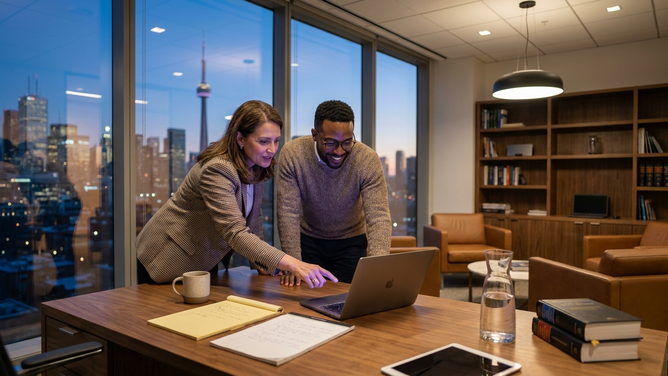 Canadian legal professionals working on secure, compliant software solutions